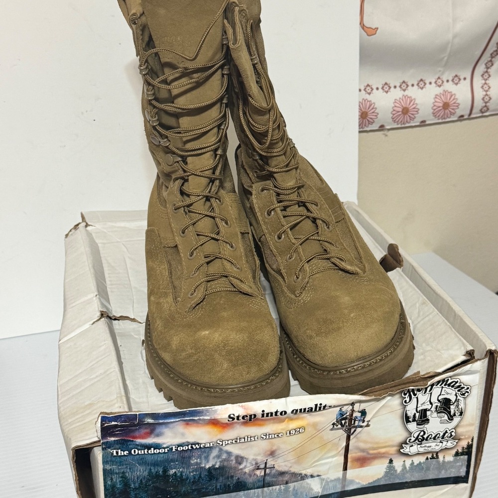 Hoffman Boots Powerline Mens 8.5 D Coyote Brown Suede Vibram Tactical Boots